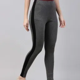 Go Colors! Grey Cotton Striped Leggings image 4