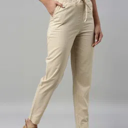 Go Colors! Beige Cotton Mid Rise Pants image 4