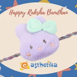Asthetika Bunny Plush Kids Wraparound Bracelet Rakhi With Roli Chawal image 4