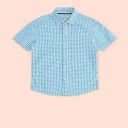 Pantaloons Junior Kids Blue Cotton Chequered Shirt-picture-37