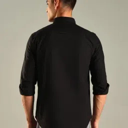 Tommy Hilfiger Black Cotton Regular Fit Logo Printed Shirt image 2