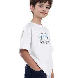 Rare Ones Boys Off White Cotton Printed T-Shirt image 3