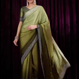 Saree Mall Green Embellished Sarees With Unstitched Blouse-image-97
