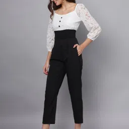 Eavan White & White Self Design Jumpsuit image 4