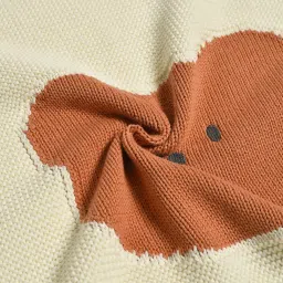 MiArcus Cream Cotton 800 GSM Bear Face Pearl Knitted Blanket image 4