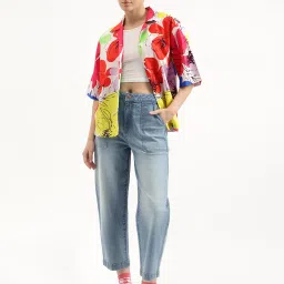 United Colors of Benetton Multicolor Cotton Floral Print Shirt image 4