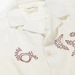 Thomas Scott White Comfort Fit Printed Cotton Shirt image 4