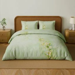 Spaces Cotton Green Floral 180 TC Double Size Bedsheet with 2 Pillow Covers-picture-23