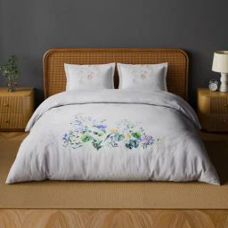 Spaces Cotton Purple Floral 180 TC Double Size Bedsheet with 2 Pillow Covers-picture-9