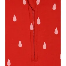 MINIKLUB Kids Red Printed Full Sleeves Bodysuit with Romper image 5