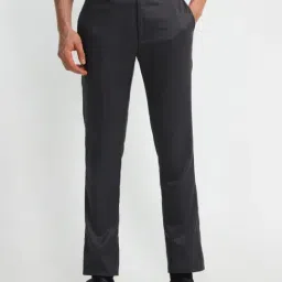 Arrow Black Slim Fit Texture Trousers-picture-23