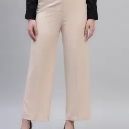Cantabil Beige Regular Fit Solid Formal Trousers-image-58