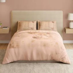 Spaces Cotton Peach Floral 180 TC Double Size Bedsheet with 2 Pillow Covers-picture-36