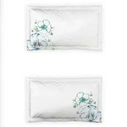DDECOR Live beautiful Turquoise Cotton Floral 145 TC Double Flat Bedsheet with 2 Pillow Covers image 4