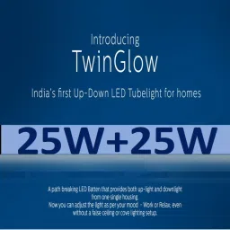 Philips Twin Glow 25-Watt plus 25-Watt LED Up-Down Batten Tubelight Pack of 6 - (Yellow & White) image 4