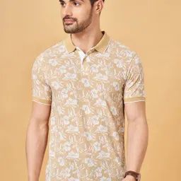 Byford By Pantaloons Peach Slim Fit Printed Polo T-Shirt-image-93
