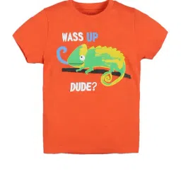 Plum Tree Boys Orange & White Printed T-Shirt (Pack Of 2) image 3