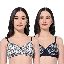 FIMS Black & Navy Printed Bras - Pack Of 2-picture-47