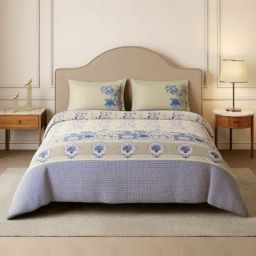 Spaces Cotton Cream Floral 210 TC Double Size Bedsheet with 2 Pillow Covers-picture-48