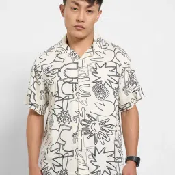 People By Pantaloons Beige Relaxed Fit Printed Shirt-image-50