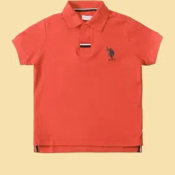 U.S. Polo Assn. Boys Orange Solid Regular Fit Polo Shirt image 3