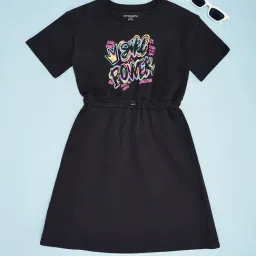 Pantaloons Junior Girls Black Cotton Printed Dress-picture-41