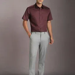 Louis Philippe Maroon Cotton Regular Fit Printed Shirt image 5