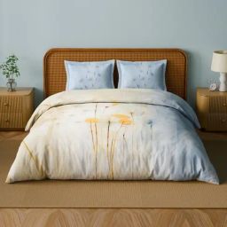 Spaces Cotton Beige Floral 180 TC Double Size Bedsheet with 2 Pillow Covers-picture-11