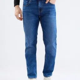Spykar Dark Blue Cotton Regular Fit Jeans-picture-20