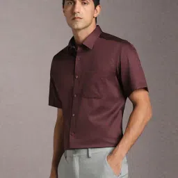 Louis Philippe Maroon Cotton Regular Fit Printed Shirt image 3