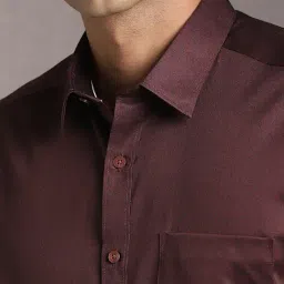 Louis Philippe Maroon Cotton Regular Fit Printed Shirt image 4