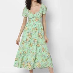 American Eagle Outfitters Green Printed A-Line Dress-picture-22