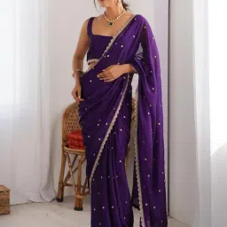 Saree Mall Purple Georgette Embellished Saree with Blouse Piece-picture-18