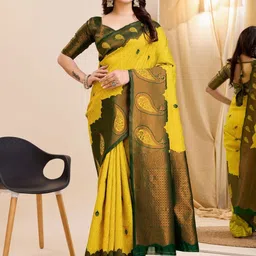 Snofi Creation Woven Design Paisley Zari Kanjeevaram Saree-picture-39