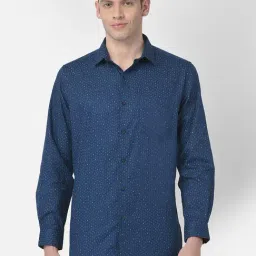 Turtle Blue Cotton Slim Fit Printed Shirt-picture-20