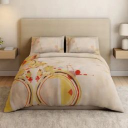 Spaces Cotton Pink Geometric 132 TC Double Size Bedsheet with 2 Pillow Covers-picture-10