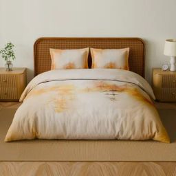 Spaces Cotton Peach Floral 180 TC Double Size Bedsheet with 2 Pillow Covers-picture-5