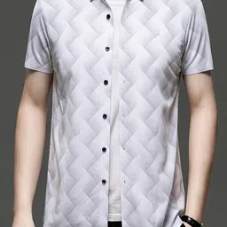 StyleCast x Revolte Men Slim Fit Textured Spread Collar Casual Shirt image 4