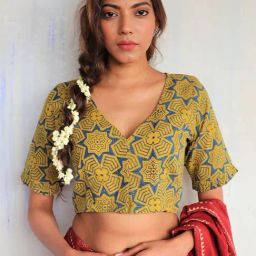 Chidiyaa Yellow Block Printed Blouse-picture-21