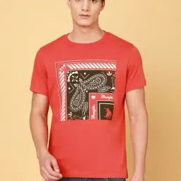 Wrangler Red Regular Fit Printed Crew T-Shirt-picture-30