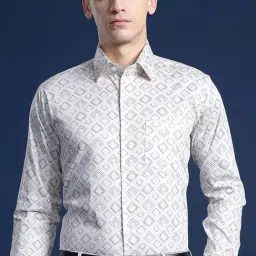 Hancock White Slim Fit Print Shirts-picture-22