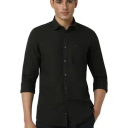 Peter England Black Cotton Slim Fit Shirt-picture-33