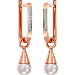 Joyalukkas 18k Rose Gold Lustrous Pearl Drop Hoop Earrings for Women-image-0