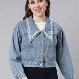 showoffff SHOWOFF Blue Embellished Denim Jacket-picture-14