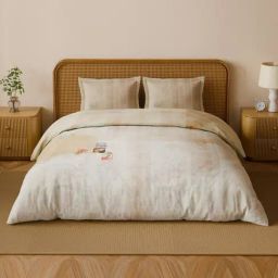 Spaces Cotton Orange Floral 180 TC Double Size Bedsheet with 2 Pillow Covers-picture-41
