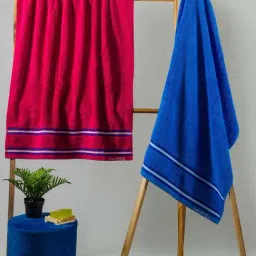 Nautica Vintage Crew Stripe Burgundy & Royal Blue Cotton 500 GSM Zero Twist Bath Towel - Set of 2-picture-27