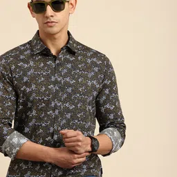Being Human Pure Cotton Slim Fit Floral Opaque Printed Casual Shirt-picture-10