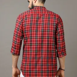 AIDAN PAUL Men Red Checked Kurta image 5
