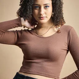 R.Code by The Roadster Life Co. Ribbed Fitted Crop Top image 4