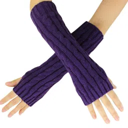 v4u Women's & Girl's Knitted Woollen Warm and Comfortable Fingerless Gloves Mittens Winter Gloves Accessories Hand Warmer Gloves (Pack of 01) image 1